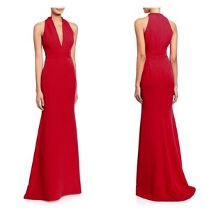 Badgley Mischka❤️V-Neck Column Formal Gown with Cut-In Shoulders